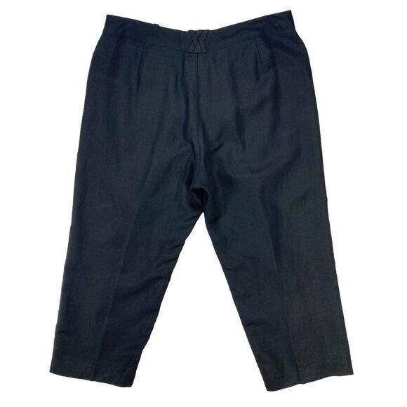 Larry Levine Sport Straight Leg Pants Womens 12 Black Linen Lightweight Casual - Picture 6 of 13